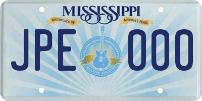MS license plate JPE000