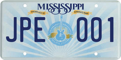 MS license plate JPE001