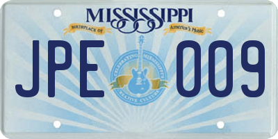 MS license plate JPE009