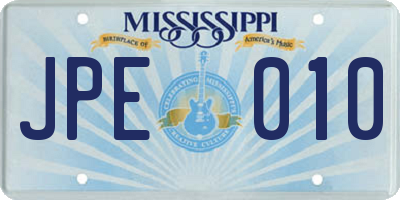 MS license plate JPE010