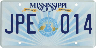 MS license plate JPE014