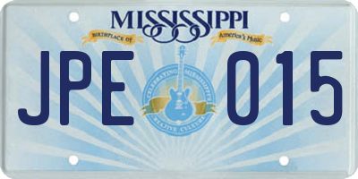 MS license plate JPE015