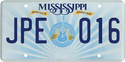 MS license plate JPE016