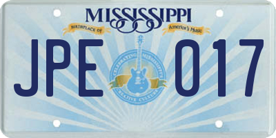 MS license plate JPE017