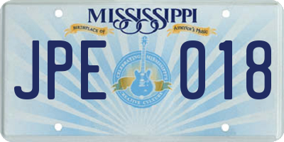 MS license plate JPE018