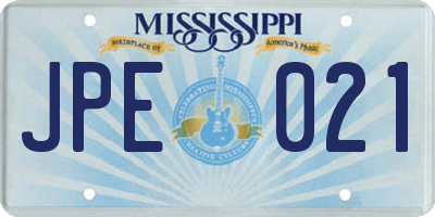 MS license plate JPE021