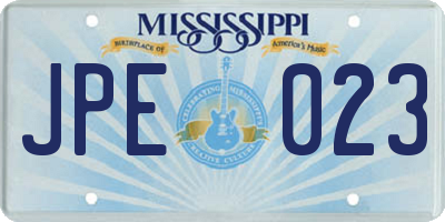 MS license plate JPE023