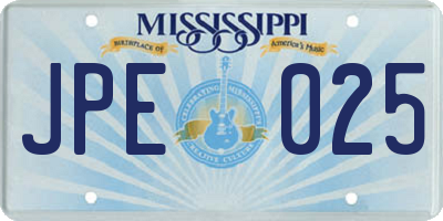 MS license plate JPE025