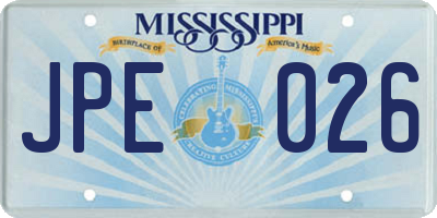 MS license plate JPE026