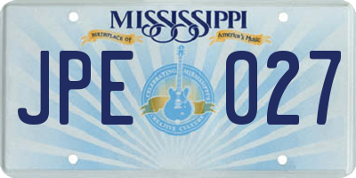 MS license plate JPE027