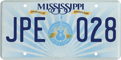MS license plate JPE028