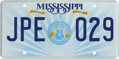 MS license plate JPE029