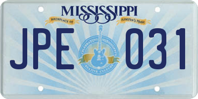 MS license plate JPE031
