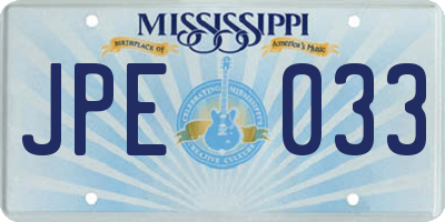 MS license plate JPE033