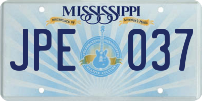 MS license plate JPE037