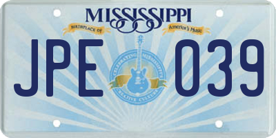 MS license plate JPE039