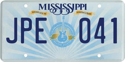 MS license plate JPE041