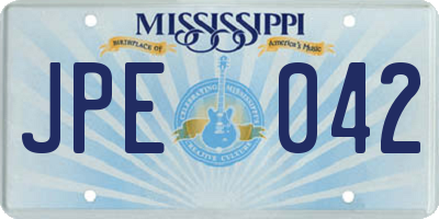 MS license plate JPE042