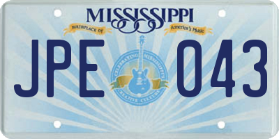 MS license plate JPE043