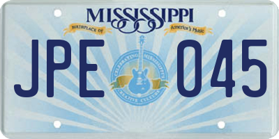 MS license plate JPE045