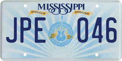 MS license plate JPE046