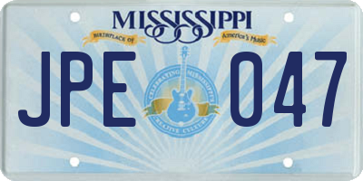 MS license plate JPE047