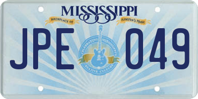 MS license plate JPE049