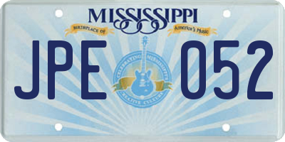 MS license plate JPE052