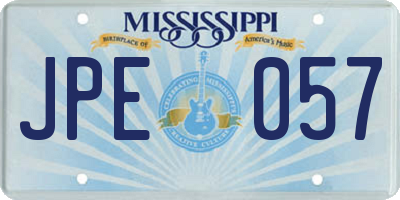 MS license plate JPE057