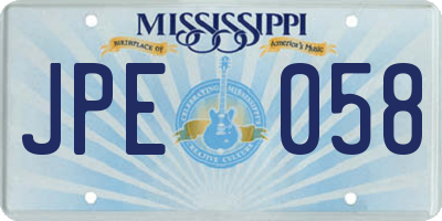 MS license plate JPE058