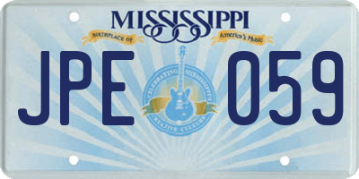 MS license plate JPE059