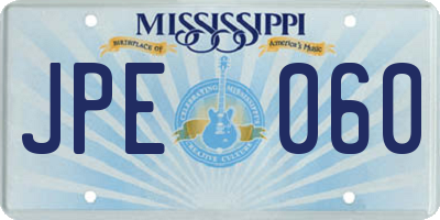 MS license plate JPE060