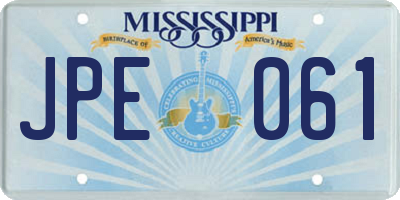 MS license plate JPE061