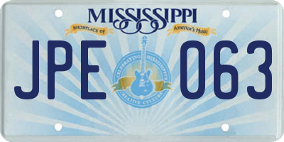 MS license plate JPE063