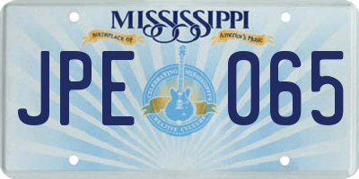 MS license plate JPE065