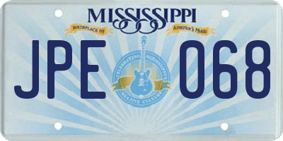 MS license plate JPE068