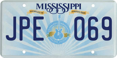 MS license plate JPE069
