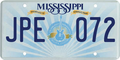 MS license plate JPE072