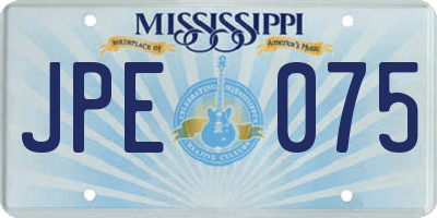 MS license plate JPE075