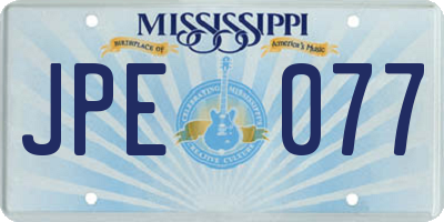 MS license plate JPE077