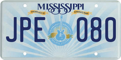 MS license plate JPE080