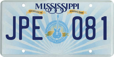 MS license plate JPE081