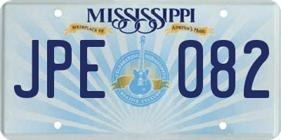MS license plate JPE082