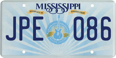 MS license plate JPE086