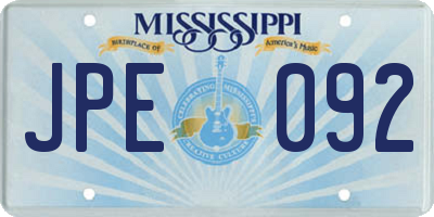 MS license plate JPE092