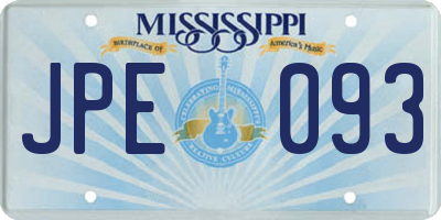 MS license plate JPE093