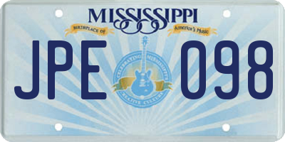 MS license plate JPE098