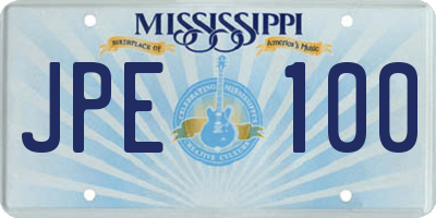 MS license plate JPE100