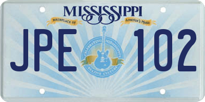 MS license plate JPE102
