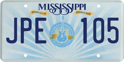 MS license plate JPE105